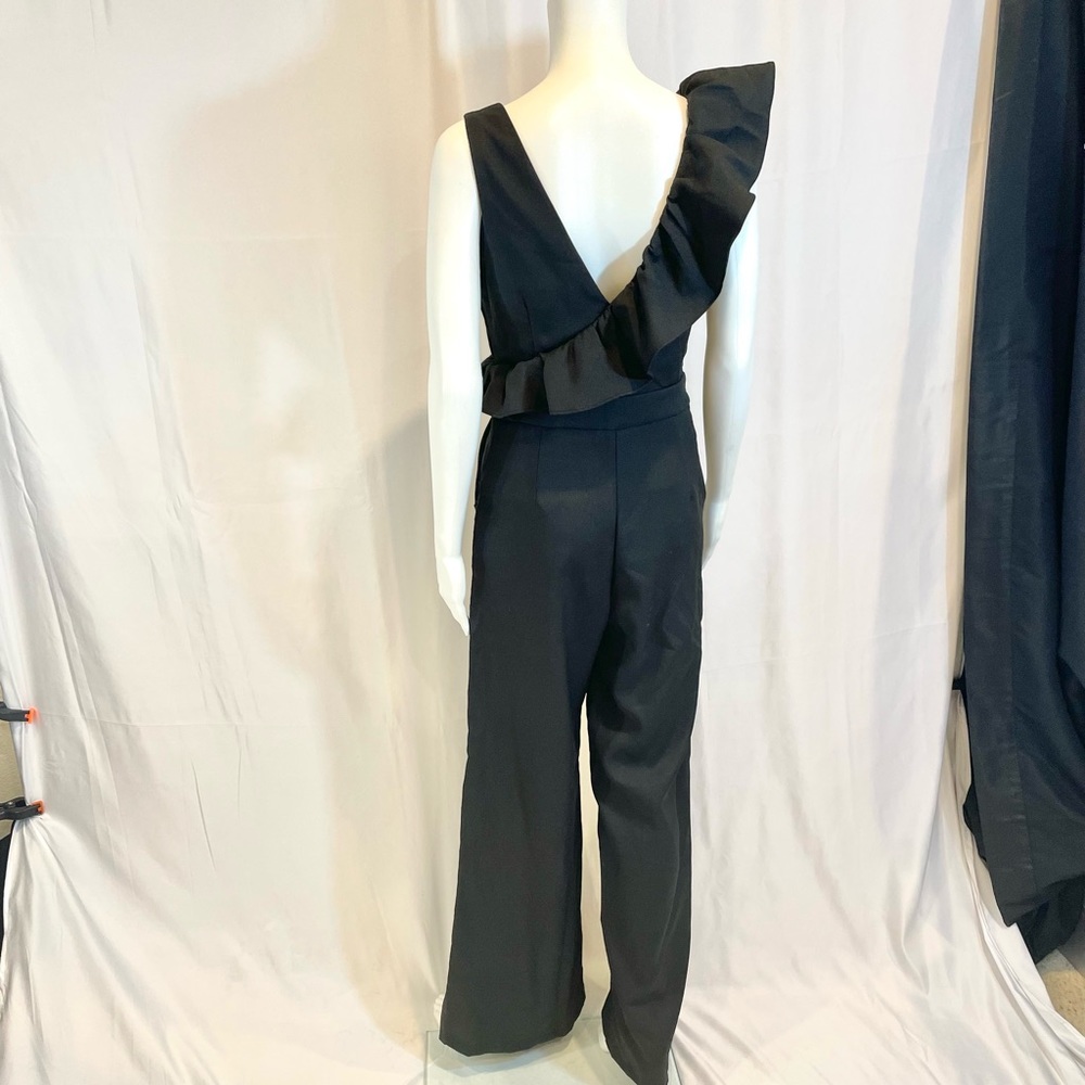 DO+BE Ruffled Deep V Black Jumpsuit - Picture 6 of 6